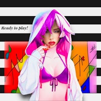 a girl in a pink hoodie with the words ready to play
